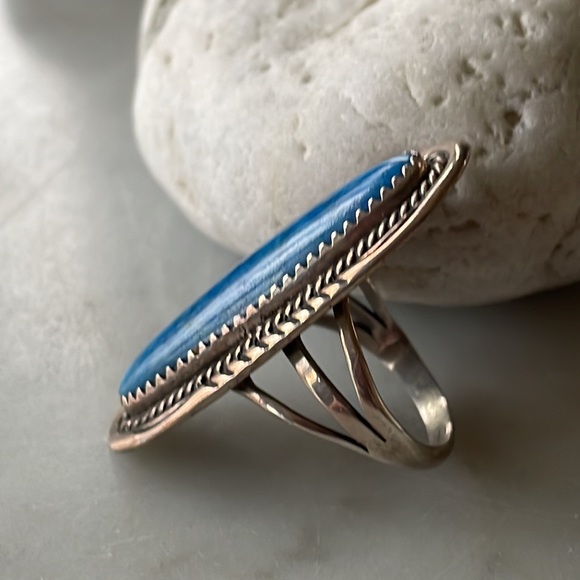 SOLD Native American Vintage Denim Lapis Ring - Picture 5 of 9